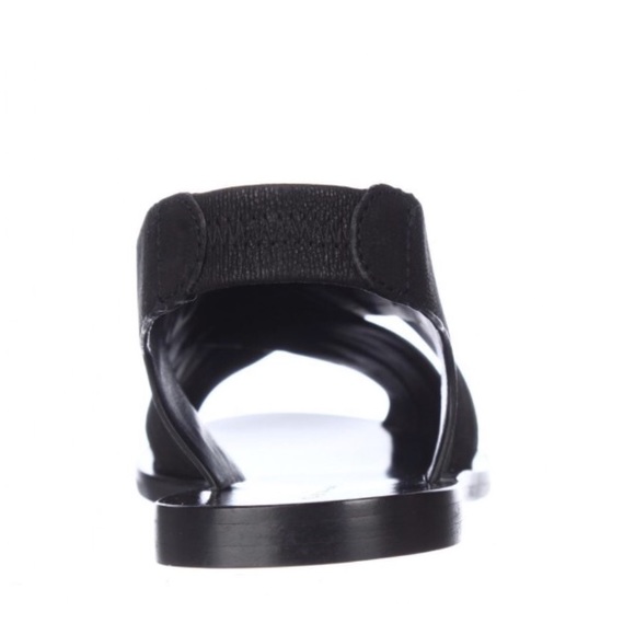 Black Leather Slingback Flat Huarache Sandals - Picture 8 of 8